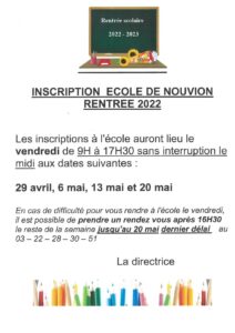 inscription école Nouvion 80